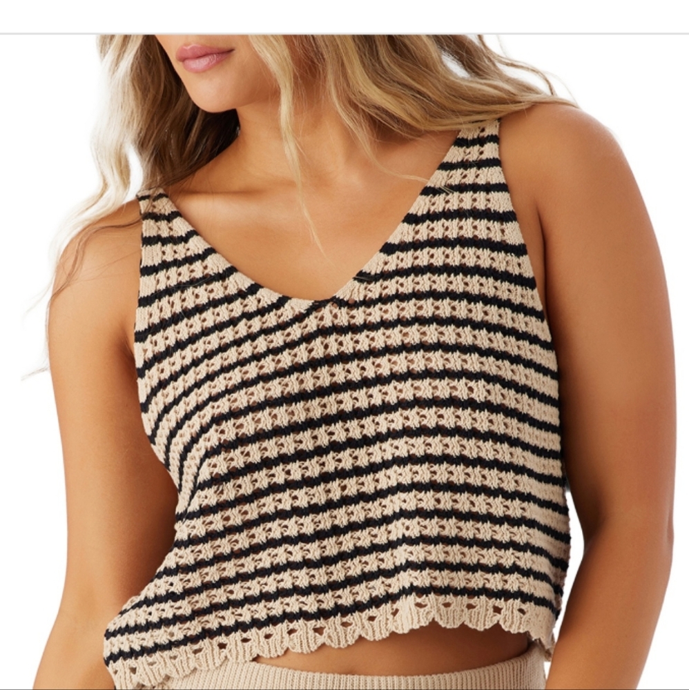 O'Neill Black and Cream Knit Swim Coverup